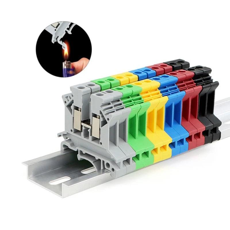 10Pcs Din Rail Terminal Block UK-2.5B Wire Electrical Conductor Universal Connector Screw Connection Terminal Strip Block UK2.5