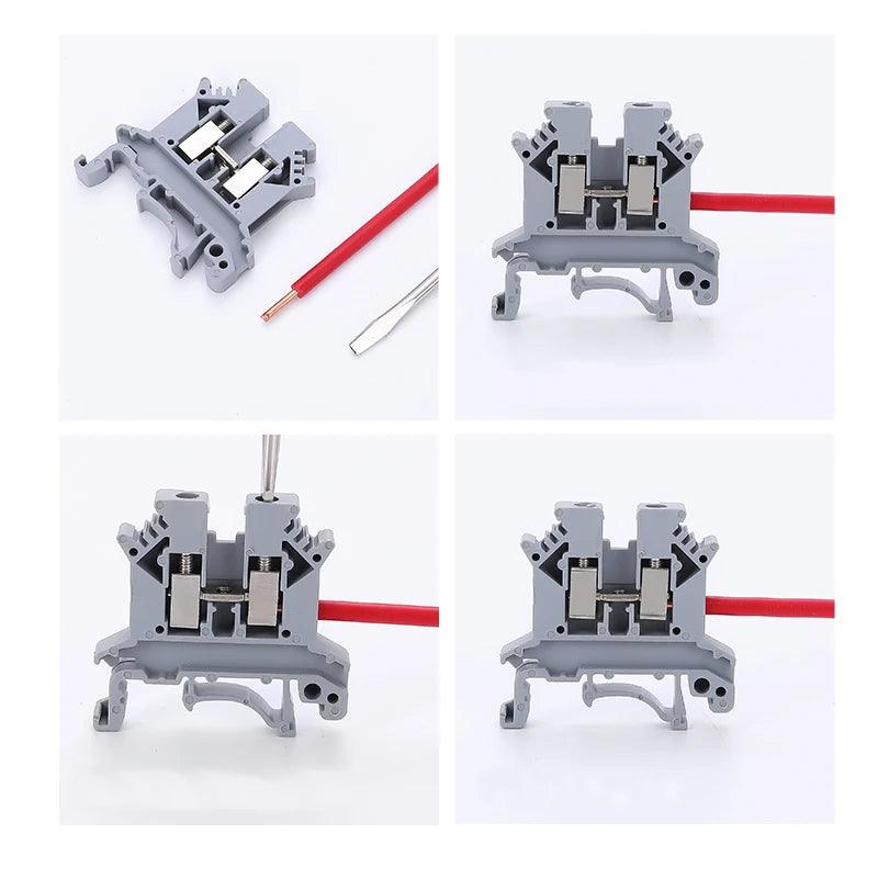 10Pcs Din Rail Terminal Block UK-2.5B Wire Electrical Conductor Universal Connector Screw Connection Terminal Strip Block UK2.5