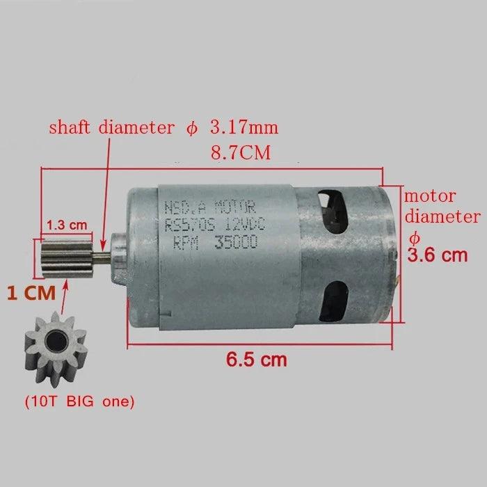 10T 12V 6V Children's ElectricToy Car Motor RS570 DC Motor For Kid's Ride On Car 65W Engine For Kid's Electric Vehicle