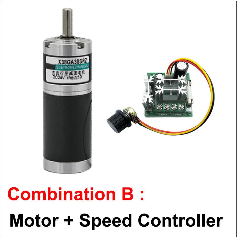 10W Planetary Gear High Torque 48KG DC Motor 12V 24V Reducer Speed 5-500rpm PWM Controller Reverse Forward Moter X38GA38SRZ