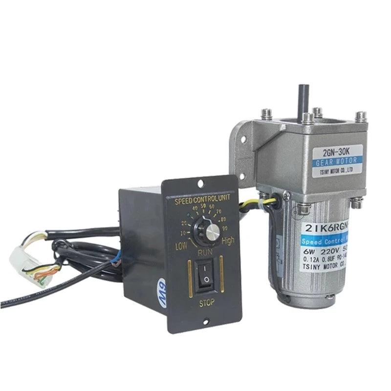 110V/220V AC Gear Motor Set 6W With Speed Controller 7.5/15/23/34/54/75/108/150/180/270/450/540/675Rpm AC Motor Metal Gearbox