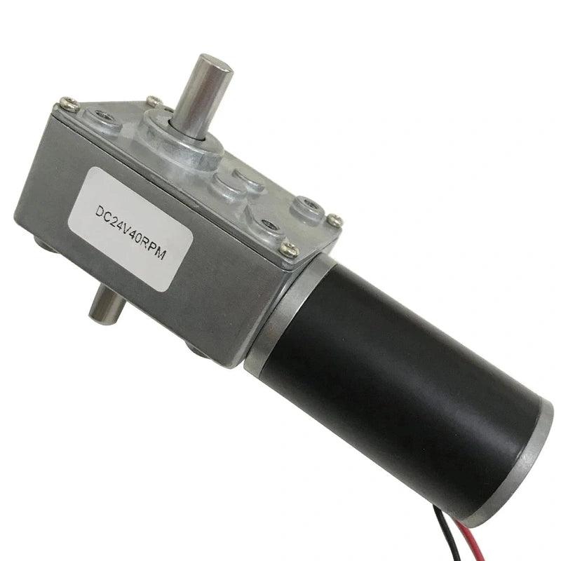 12-24V DC Worm Gear Motor Double Shaft 5-470RPM High Torque Maximum 70KG Self Locking Adjustable Speed Forward Reverse Motor 12V