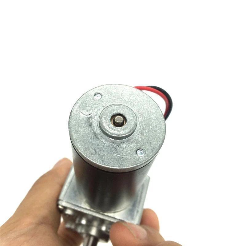 12-24V DC Worm Gear Motor Double Shaft 5-470RPM High Torque Maximum 70KG Self Locking Adjustable Speed Forward Reverse Motor 12V