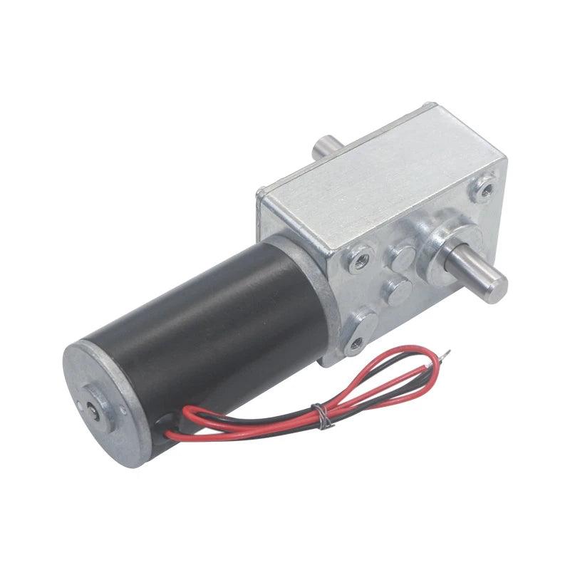 12-24V DC Worm Gear Motor Double Shaft 5-470RPM High Torque Maximum 70KG Self Locking Adjustable Speed Forward Reverse Motor 12V