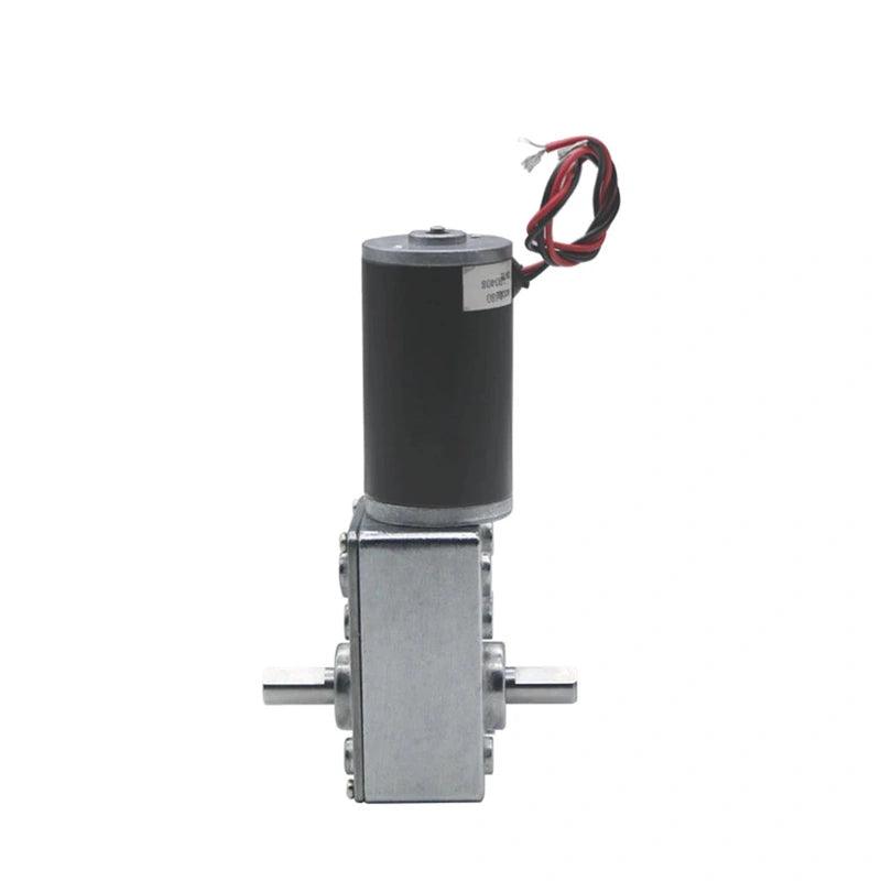 12-24V DC Worm Gear Motor Double Shaft 5-470RPM High Torque Maximum 70KG Self Locking Adjustable Speed Forward Reverse Motor 12V