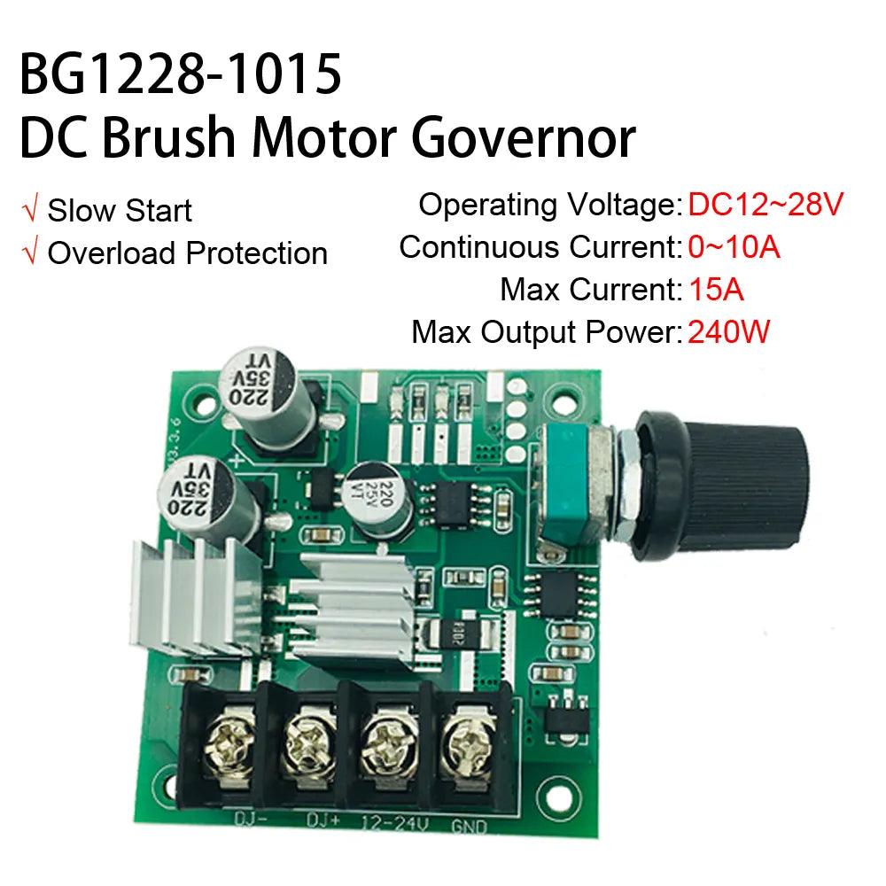 12~28V 15A 240W DC Brush Motor PWM Governor 12V 21V 24V 200W LED Dimming Speed Adjustment Controller Regulator Fan (BG1228-1015)