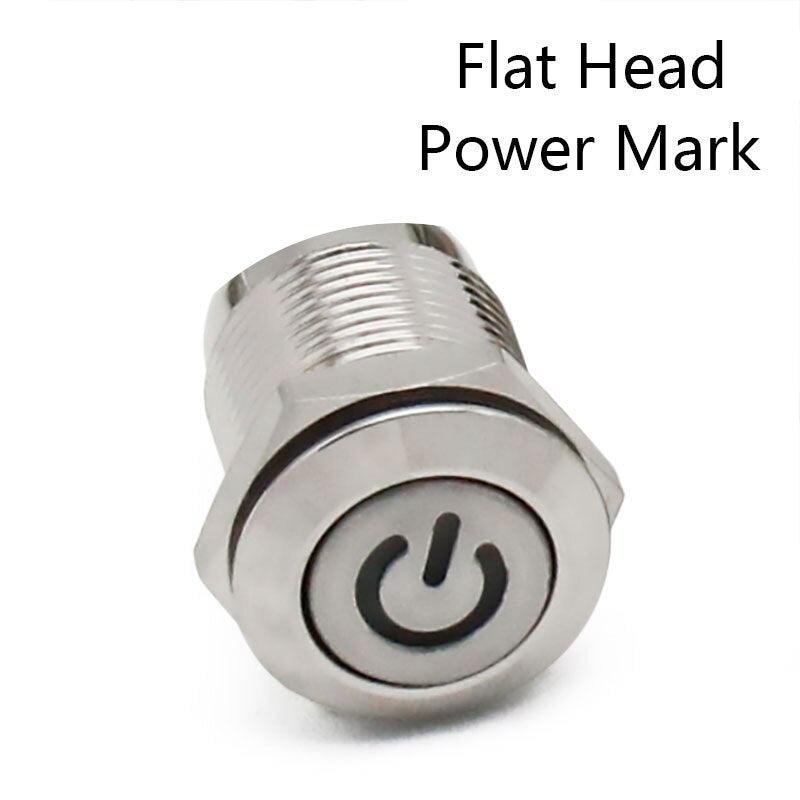 power switch,12mm Flat High Head Waterproof Metal Push Button Switch 3-6V