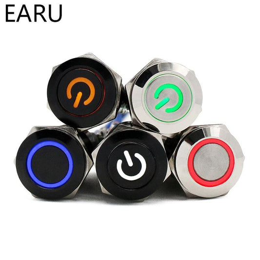 12mm push button,12mm Waterproof Metal Push Button Switch LED Light