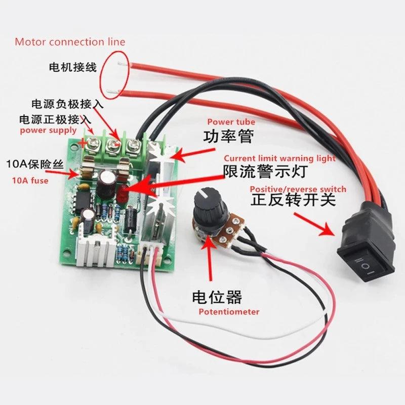 12V 24V DC Motor Controller PWM Speed DC12V-36V 10A 120W Governor Adjustable Speed Reversed CW CCW PLC Control Electric Drive