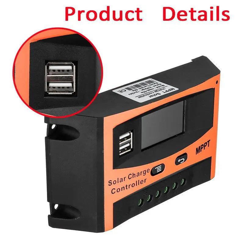 12V/24V Auto 30A 40A 50A 60A MPPT Solar Charge Controller Solar Panel Battery Regulator Dual USB LCD Display with User Manual