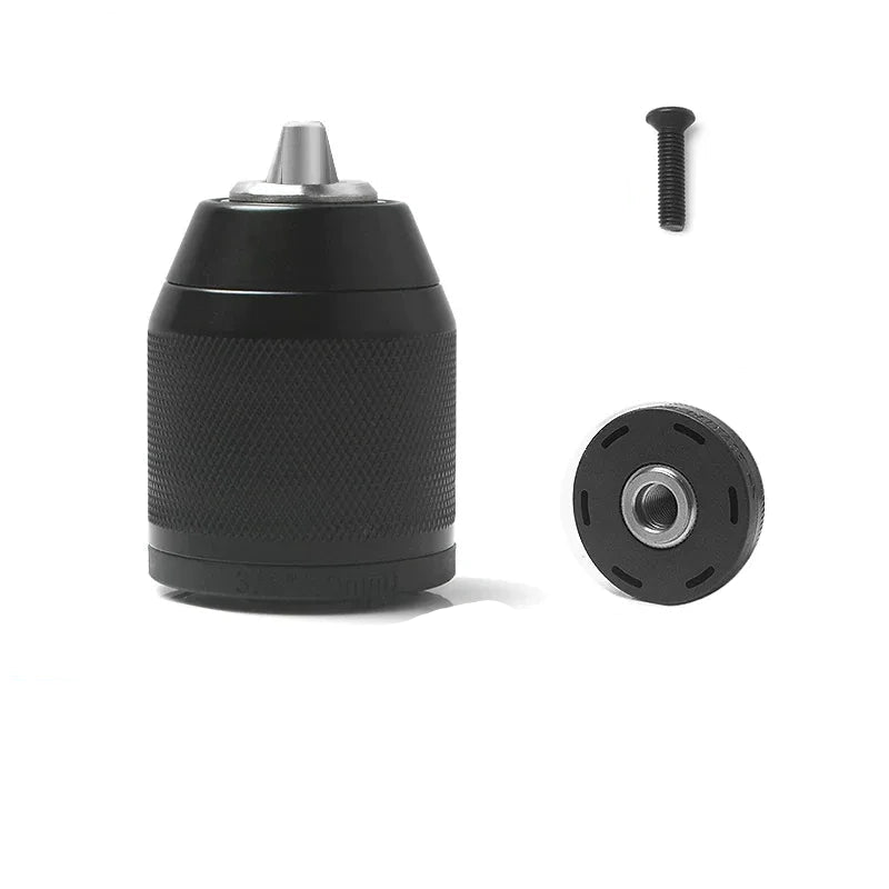 Clamping Range: 0.8–10mm | Thread: 3/8"-24UNF drill adapter,heavy-duty Full Black Ratchet Self-Locking Single Sleeve Chuck