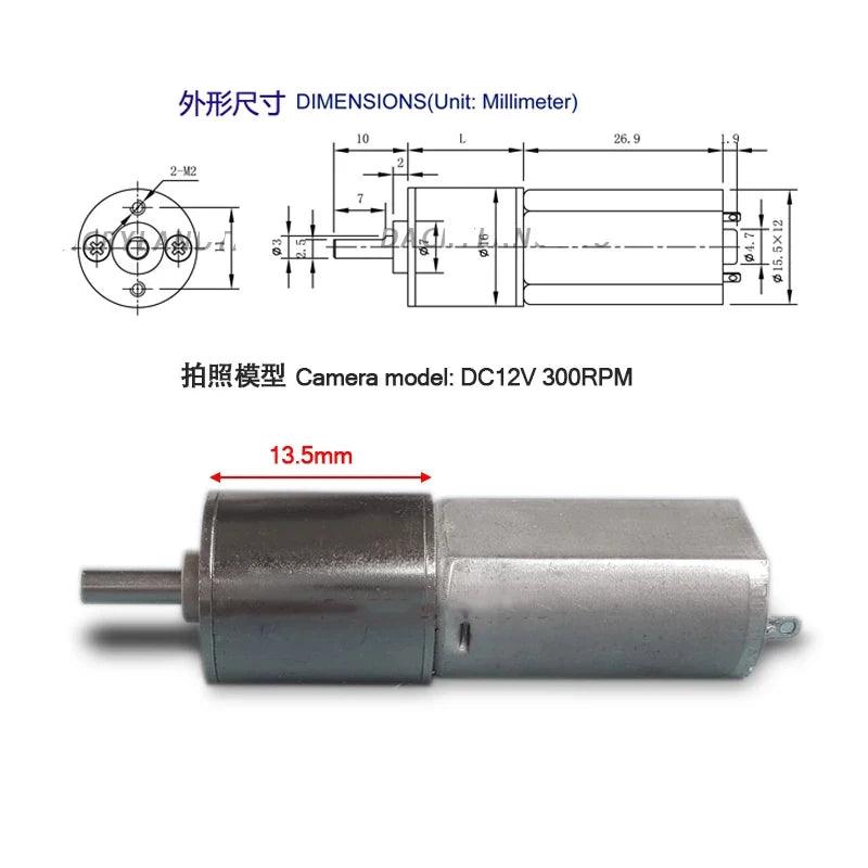 16GA-050 Micro Gear Motor DC12V 6RPM/-1200RPM Reducer Speed Metal GearBox Motor High Torque Electric 12 V Volt Engine