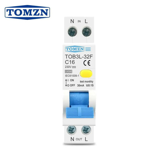 18mm One Modular 1P+N RCBO Breaker 30mA /  6A-32A - electrical center b2c,tomzn circuit breaker 32