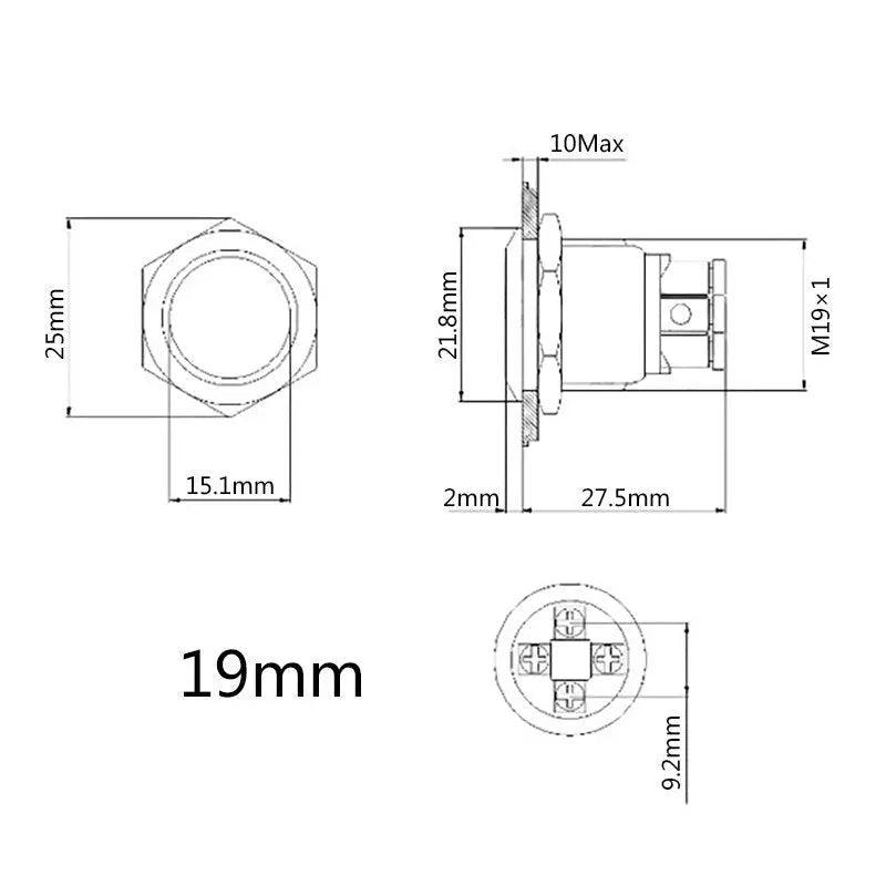 19mm 22mm Reset Metal Push Button|  4 Screw Foot For Car Power - electrical center b2c