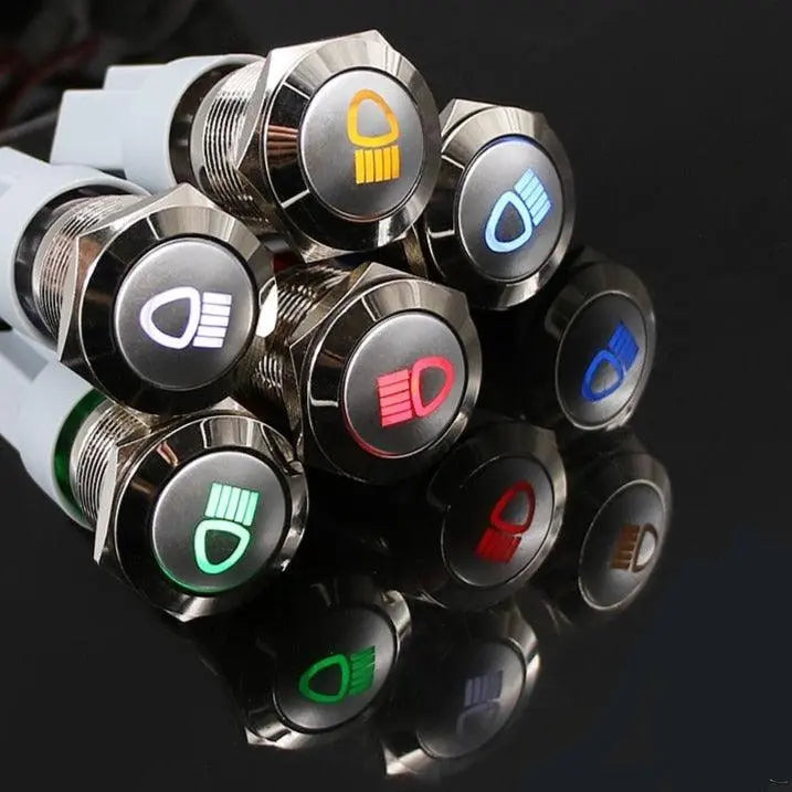 19mm Metal Push Button Switch Waterproof LED Latching Locking Momentary - electrical center b2c