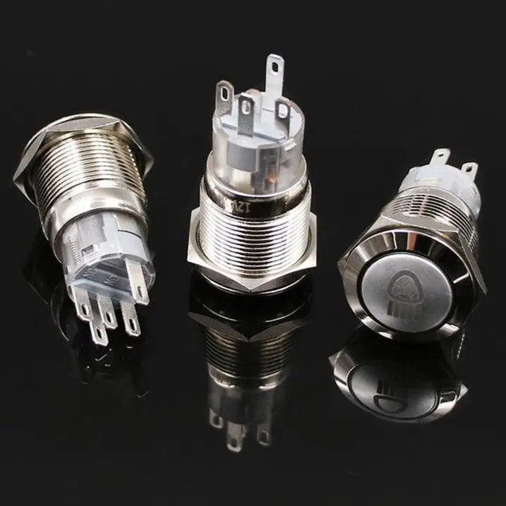 19mm Metal Push Button Switch Waterproof LED Latching Locking Momentary - electrical center b2c