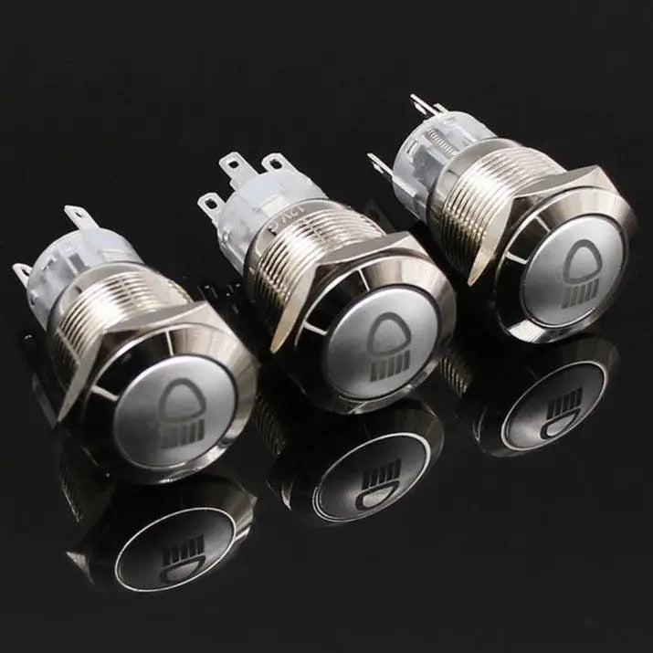 19mm Metal Push Button Switch Waterproof LED Latching Locking Momentary - electrical center b2c