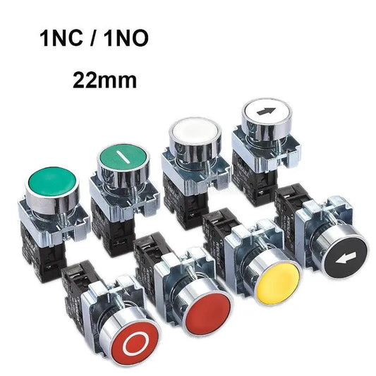 1Pcs XB2 button switch power supply start stop self reset point move round flat head symbol switch 22mm 1NO/1NC YJ139-XB2-11BN - electrical center b2c,start stop push button，start stop button，start and stop button，start and stop push button