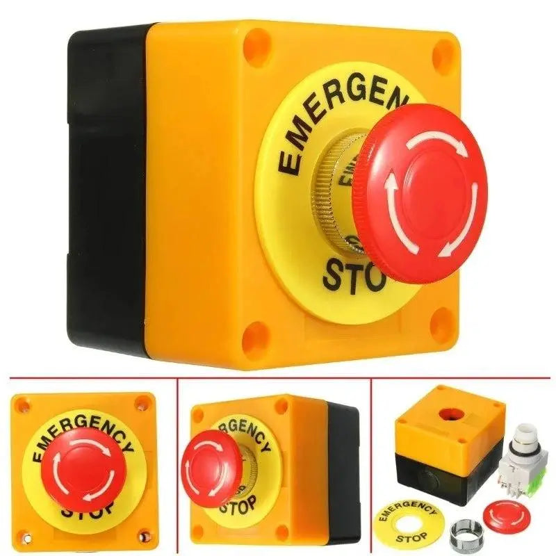 1PCS Plastic Shell Red Sign Push Button Switch DPST Mushroom Emergency Stop Button SwitchAC 660V 10A NO+NC LAY37-11ZS - electrical center b2c