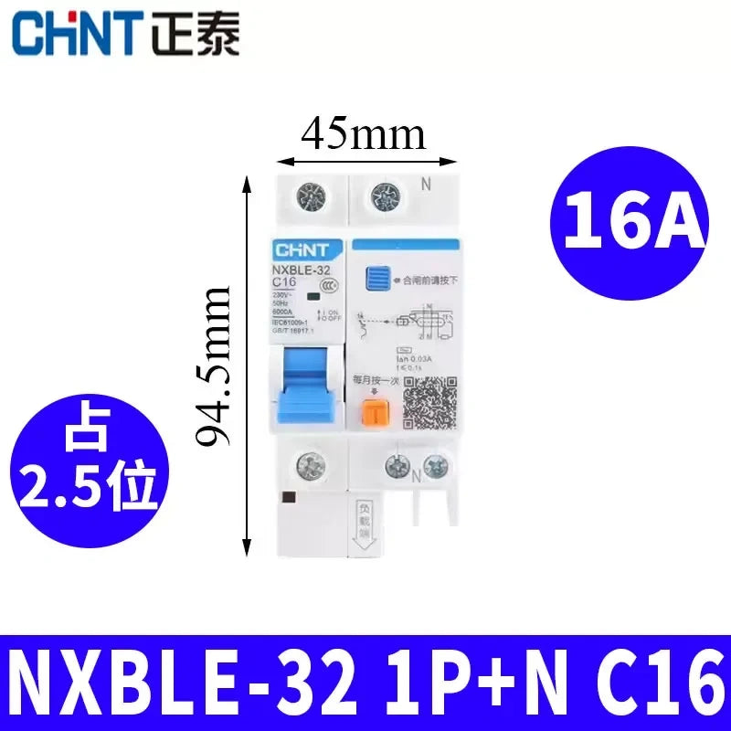 CHNT leakage breaker NXBLE-32 1p+n 16a 30mA RCD rcbo