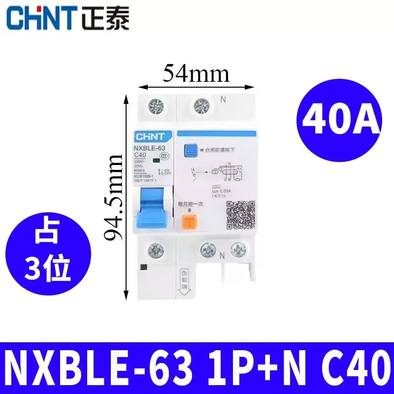 CHNT leakage breaker NXBLE-63 1p+n 40a 30mA RCD rcbo