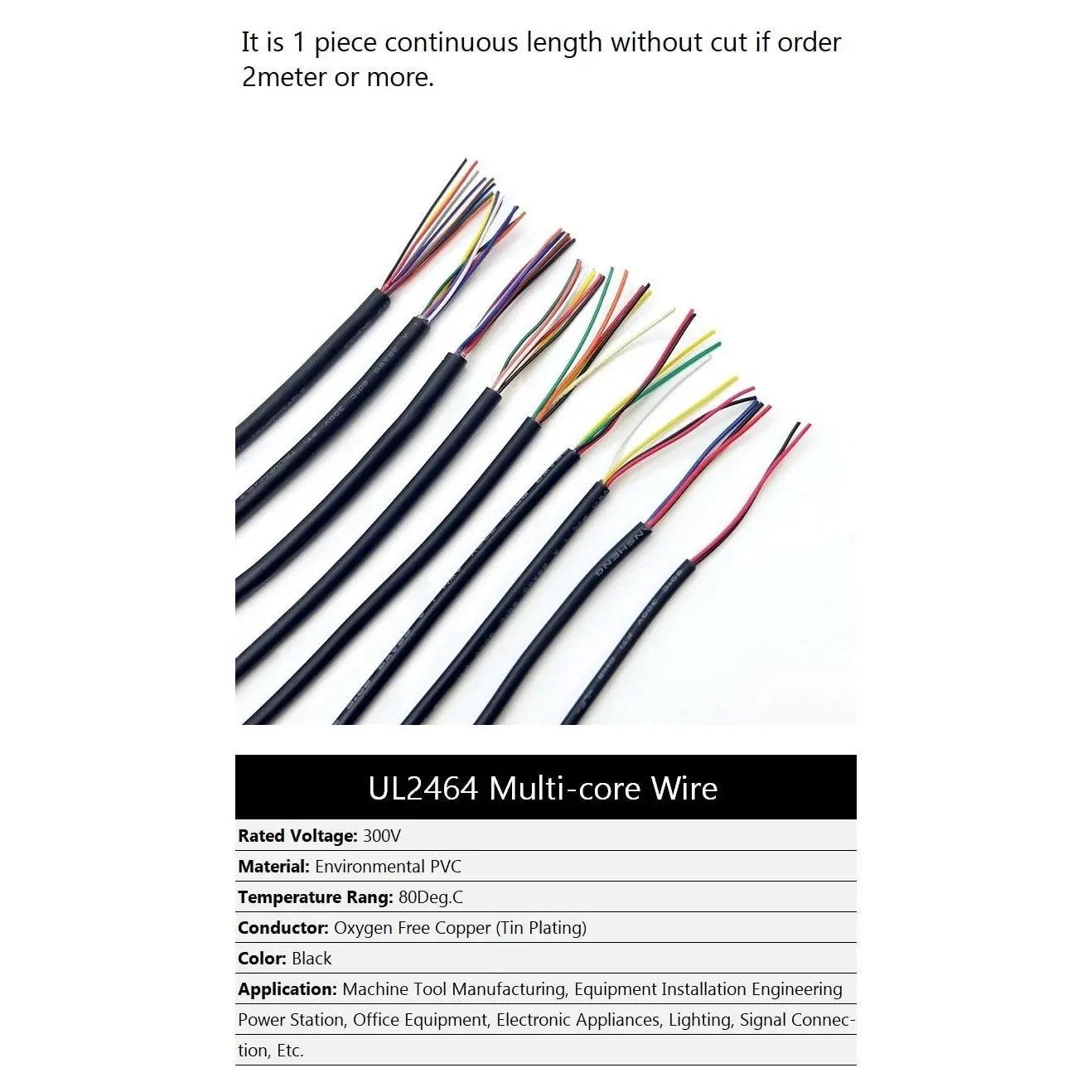 1M UL2464 Sheathed Wire 28AWG Audio Line| 2-10 Cores Insulated Optional - electrical center b2c