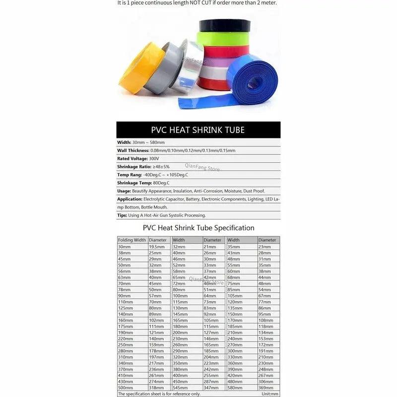 1M/roll PVC Heat Shrink Tube 250mm diameter / Multicolor optional - electrical center b2c