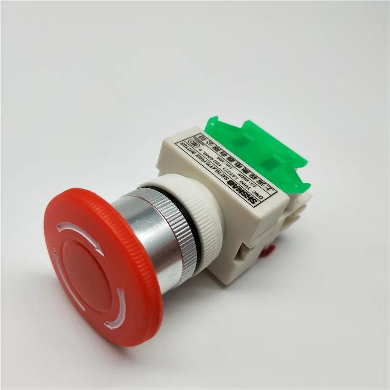 1PCS Plastic Shell Red Sign Push Button Switch DPST Mushroom Emergency Stop Button AC 660V 10A NO+NC LAY37-11ZS