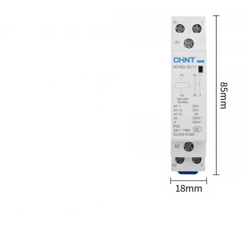CHNT NCH8 NCH8G-20/11 1NO1NC 2P20A Modular Contactor , Household lighting Contactor