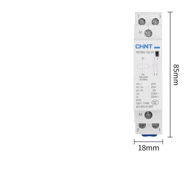 CHNT NCH8 NCH8G-20/20 2NO 2P20A Modular Contactor , Household lighting Contactor