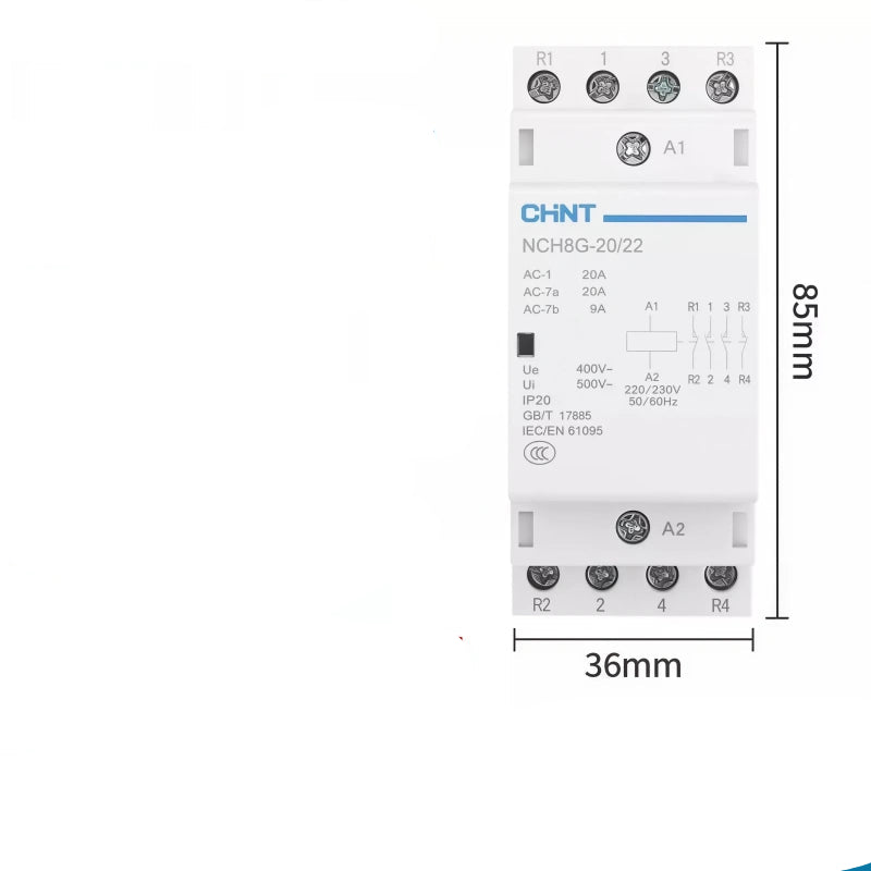 CHNT NCH8 NCH8G-20/22 2NO2NC 2P20A Modular Contactor , Household lighting Contactor