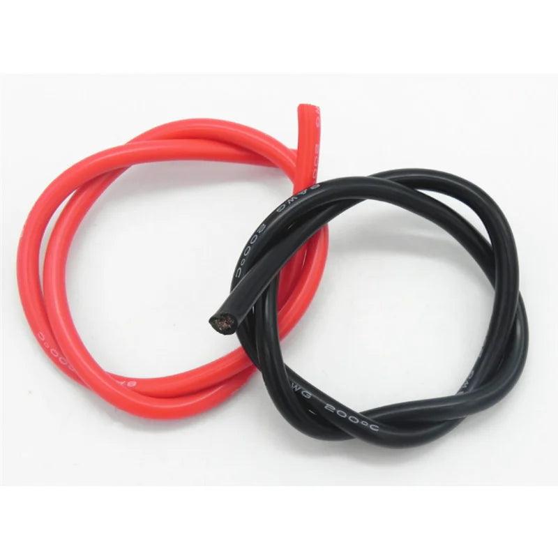 20 Set /Lot 8AWG 1M Silicone Wire Cable 0.5M Black + 0.5M Red Conductor Construction High Temperature Tinned Copper Cable