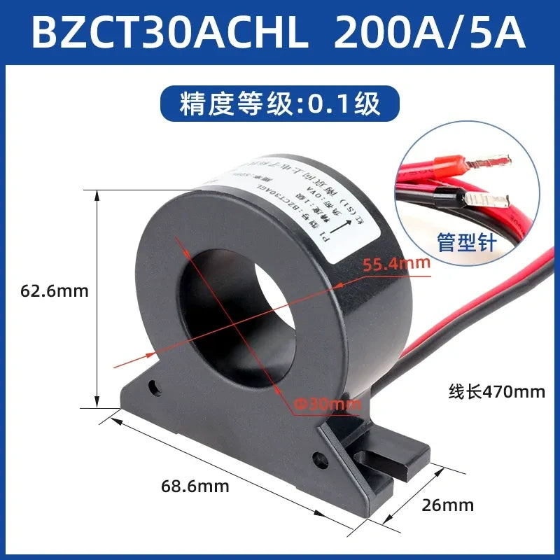 BZCT30AL current transformer, through core CT, energy meter current transformer, 200/5A CT, 0.1 class current transformer, 
