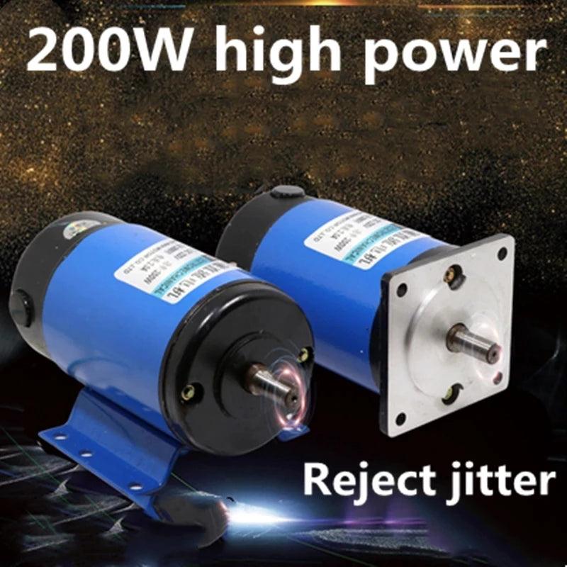 200W Permanent Magnet Motor DC 220V 1800rpm High Speed Motor Can Adjust Speed Forward and Reverse Electric DC Mini Moter Engine
