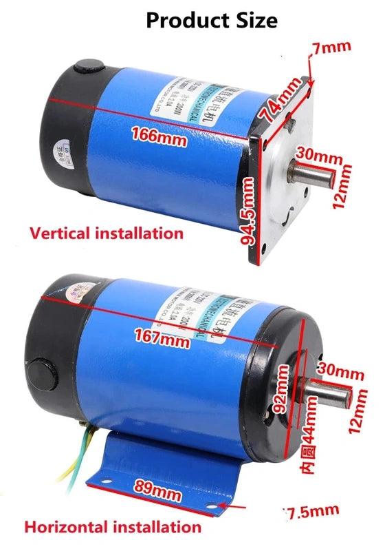 200W Permanent Magnet Motor DC 220V 1800rpm High Speed Motor Can Adjust Speed Forward and Reverse Electric DC Mini Moter Engine