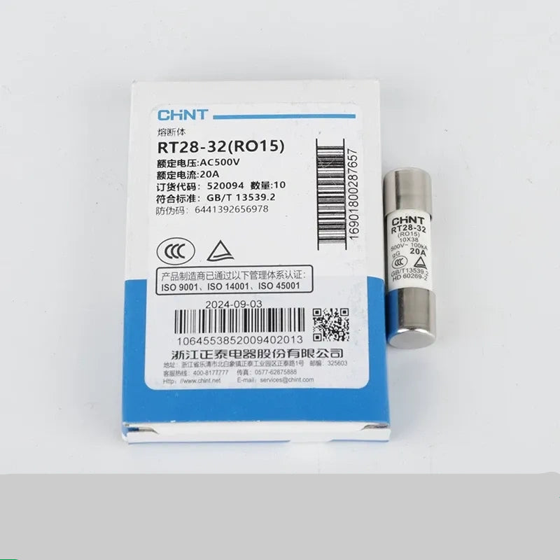 CHINT Cylindrical Fuse Links (gG/gL type),Fuse Size: 10×38mm (for 32A) / 20A