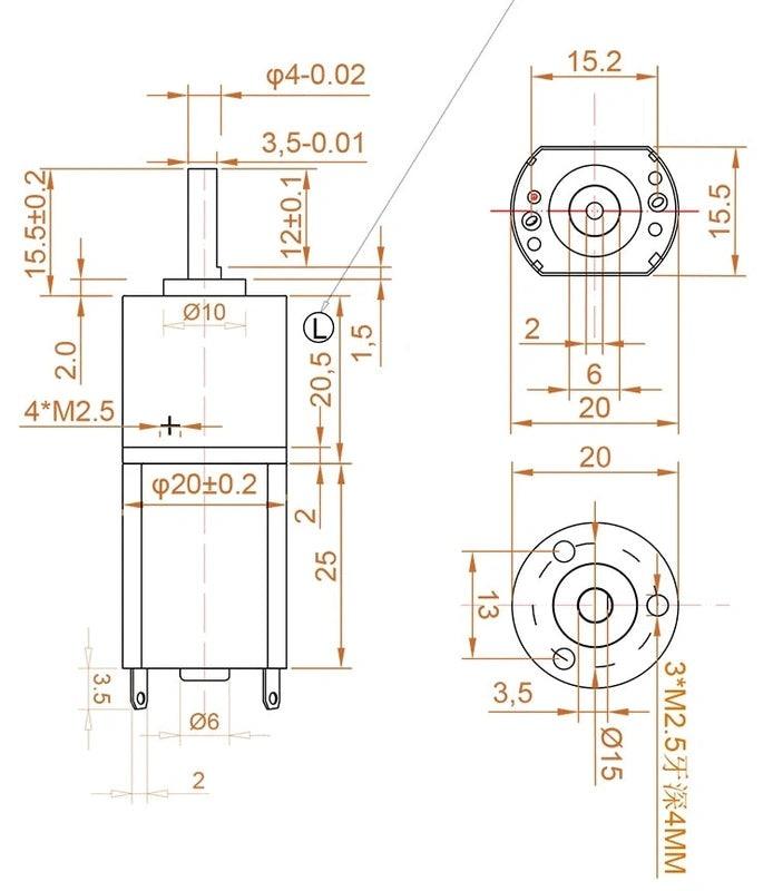 20mm 130 Micro DC Planetary Gear Reduction Small Motor 12V 24V Adjustable Speed Forward And Reverse Low-Speed Motor 11-2280RPM