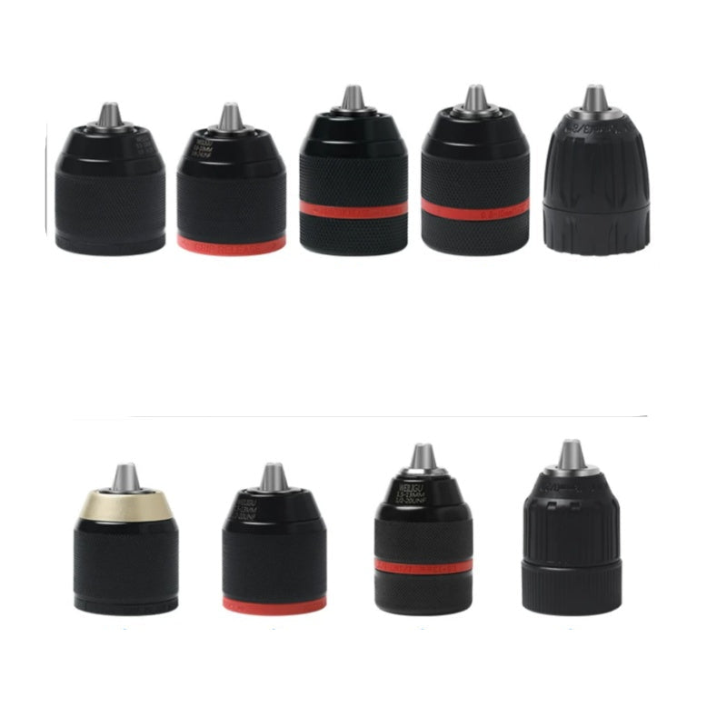 keyless ratchet drill chuck, self locking drill chuck, 3/8 24UNF drill adapter, 1/2 20UNF quick change chuck, cordless drill replacement chuck, angle grinder to drill converter chuck, 0.8-10mm 1.5-13mm drill bit holder