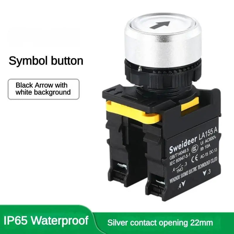 22mm Button Switch Waterproof Momentary Self Reset Self Locking Flat Head Start Stop Arrow Symbol Power Push Button Switch 10A - electrical center b2c