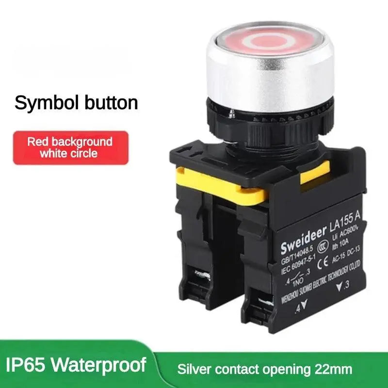 22mm Button Switch Waterproof Momentary Self Reset Self Locking Flat Head Start Stop Arrow Symbol Power Push Button Switch 10A - electrical center b2c