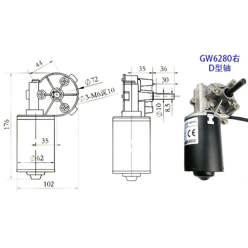 24VDC High Torque Worm Gear Reducer Motor 30rpm 50rpm 100rpm Worm Gear Motor Wiper Barbecue Grill Motor Turn Right Or Left