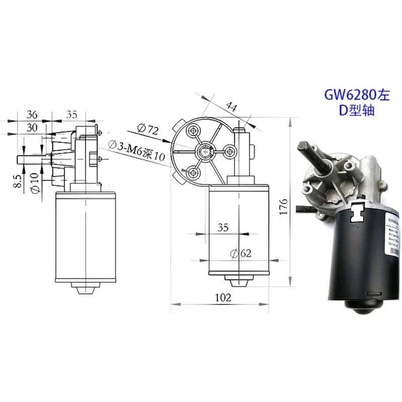 24VDC High Torque Worm Gear Reducer Motor 30rpm 50rpm 100rpm Worm Gear Motor Wiper Barbecue Grill Motor Turn Right Or Left