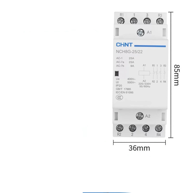 CHNT NCH8 NCH8G-25/22 2NO2NC 2P25A Modular Contactor , Household lighting Contactor