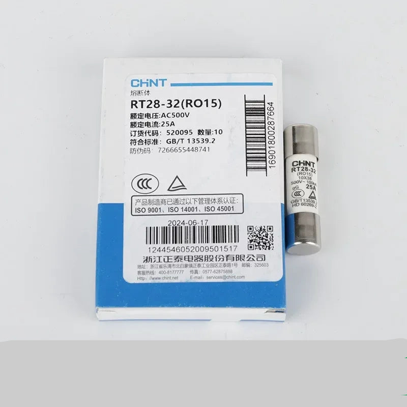 CHINT Cylindrical Fuse Links (gG/gL type),Fuse Size: 10×38mm (for 32A) / 25A