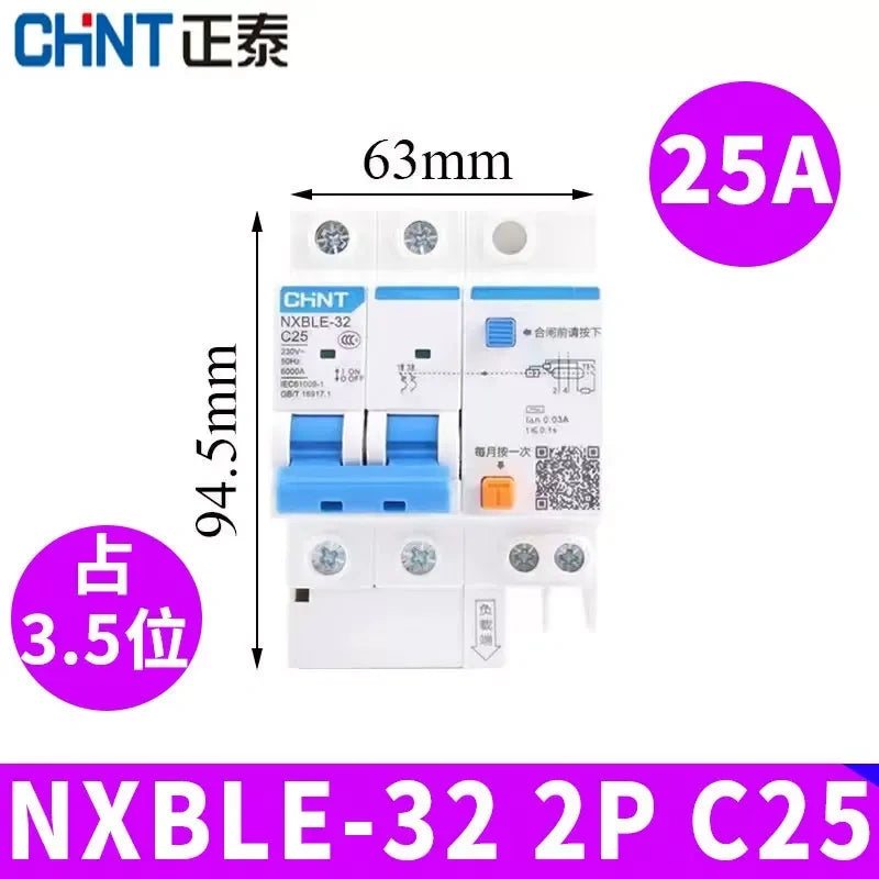 CHNT leakage breaker NXBLE-32 2p 25a 30mA RCD rcbo