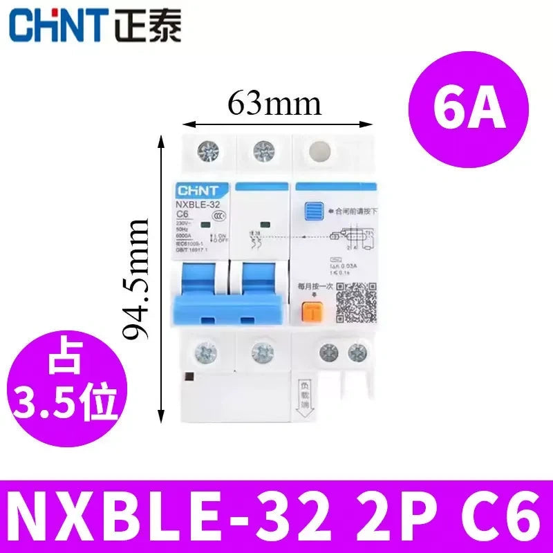 CHNT leakage breaker NXBLE-32 2p 6a 30mA RCD rcbo