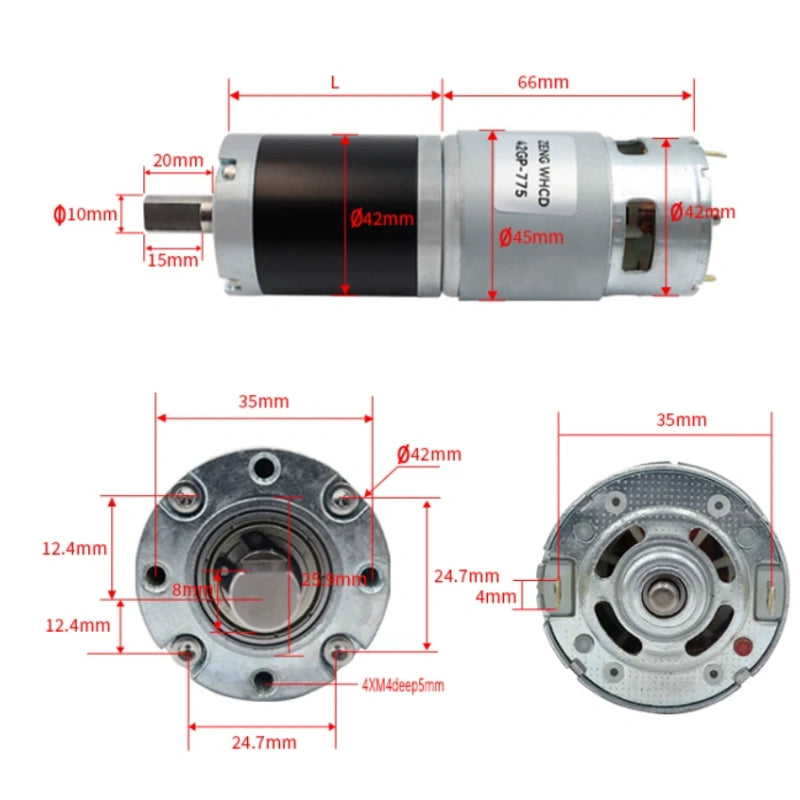 42mm 42GP-775 Planetary Gear DC Reduction Motor