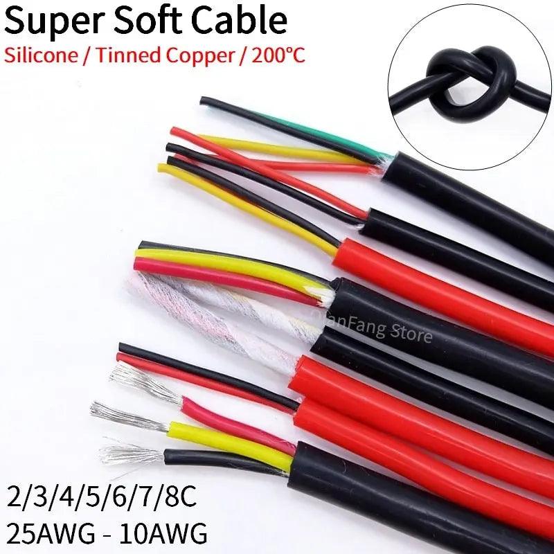 2M/5M Sheath Wire Super Soft Flexible Silicone Rubber/ 2-8 Cores optional - electrical center b2c