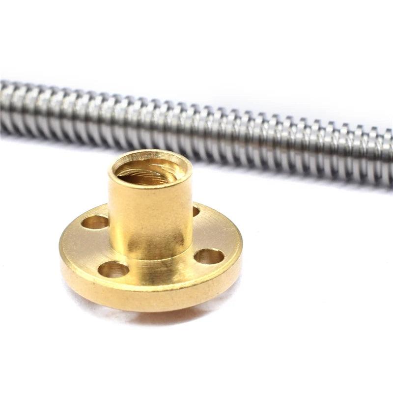 304 Stainless Steel T6 Threaded Rod Lead Screw 6mm with T6 Brass Nut for 3D Printer Machine Z Axis Linear Guides Stepper Motor