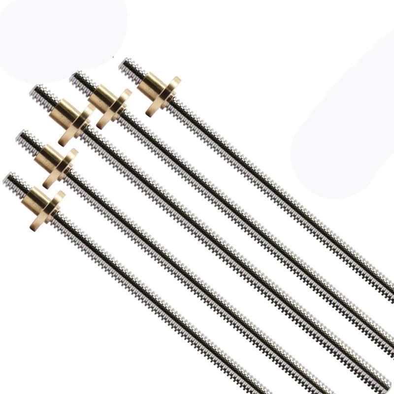 304 Stainless Steel T6 Threaded Rod Lead Screw 6mm with T6 Brass Nut for 3D Printer Machine Z Axis Linear Guides Stepper Motor